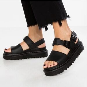 Dr Martens Voss Sandals Womens Black Leather Strap Size 6